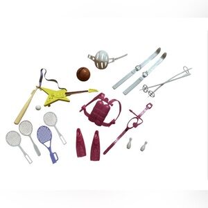 Vintage 1990s Barbie Doll Sports Accessories Lot Scuba Softball Basketball Ski